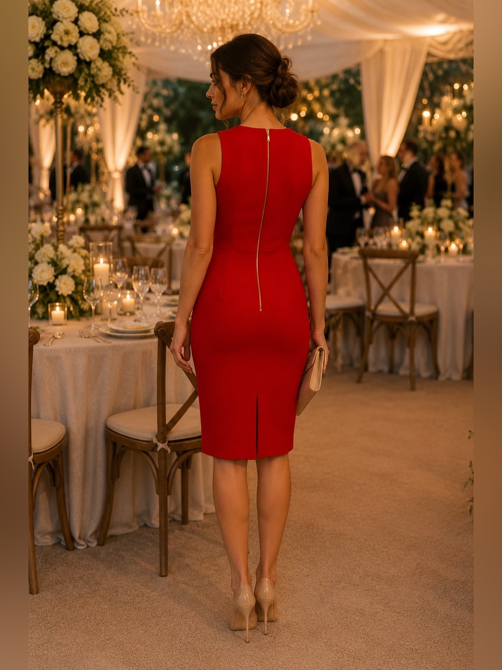 Calvin Klein Collection Vibrant Red Midi Dress - Picture 3 of 7